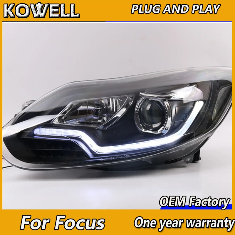 KOWELL автомобильный Стайлинг для Ford FOCUS головной светильник s Audi A8 Стиль для фокуса светодиодный головной фонарь светодиодный DRL передний светильник Биксеноновая линза ксеноновая HI