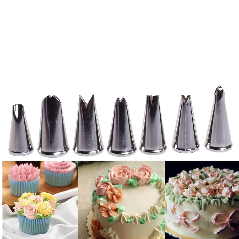 

7 Pcs/lot Decorating Tip Set Leaves Cream Metal Stainless Steel Icing Piping Nozzles Cake Decorating Cupcake Pastry Tools