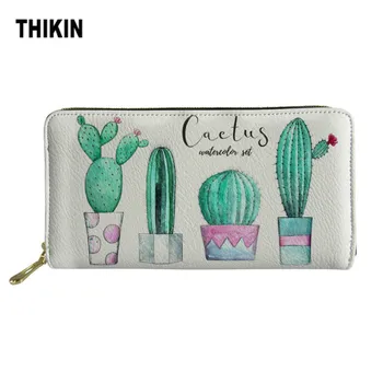 

THIKIN Women Wallet Lovely Cactus Print Cartoon Girls Wallets Money Handbag Ladies Cute Coin Purse Credit Card Holder Portfel