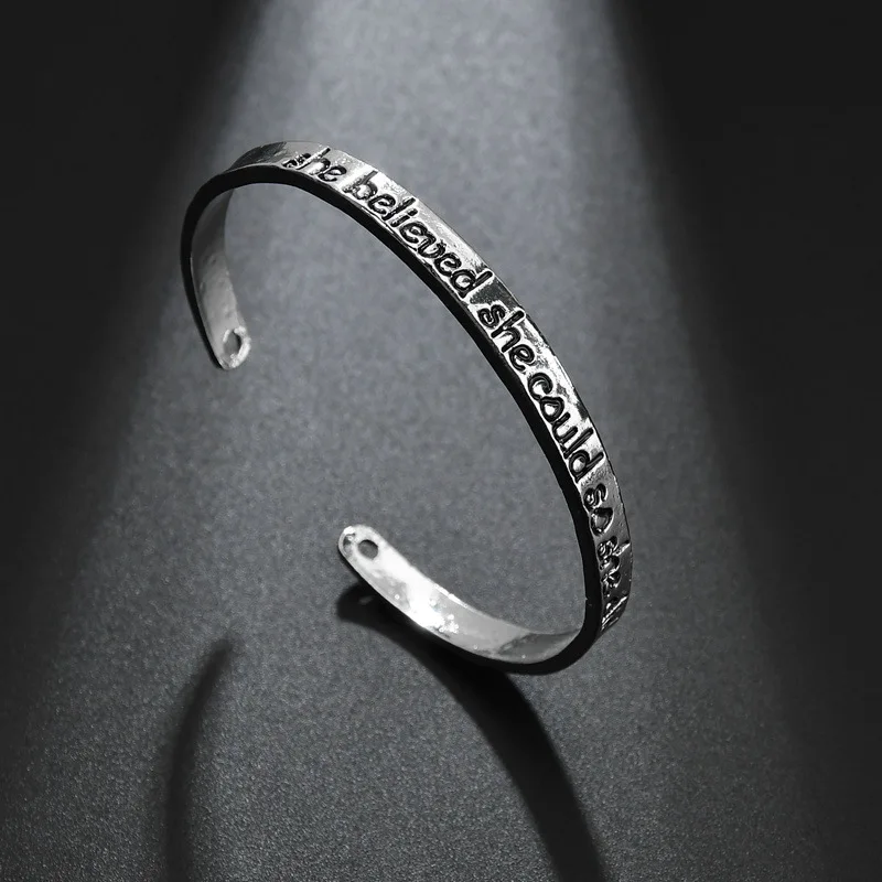 

Vintage Open Cuff Bracelet Indian Jewelry Fashion Accessories Silver Carved Letter Bracelet Armband Bracelets For Womens Bangles