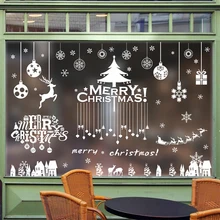 Веселая Рождественская елка, снеговик, носок, олень, настенные наклейки, христианское украшение для дома, сделай сам, ПВХ, окно магазина, олень, фестиваль, фреска