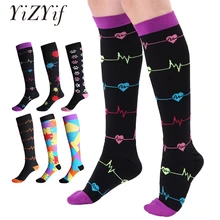 YiZYiF, женские чулки, гольфы, мужские Компрессионные носки, лучшие длинные носки, медицинские, для кормящих, для путешествий и полетов, носки унисекс, высокие носки