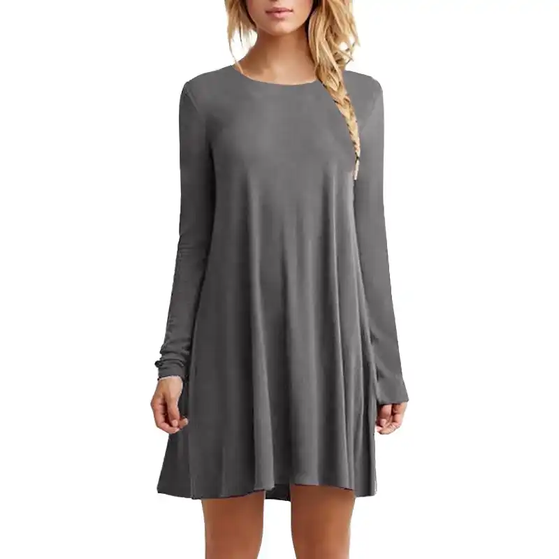 long sleeve loose black dress