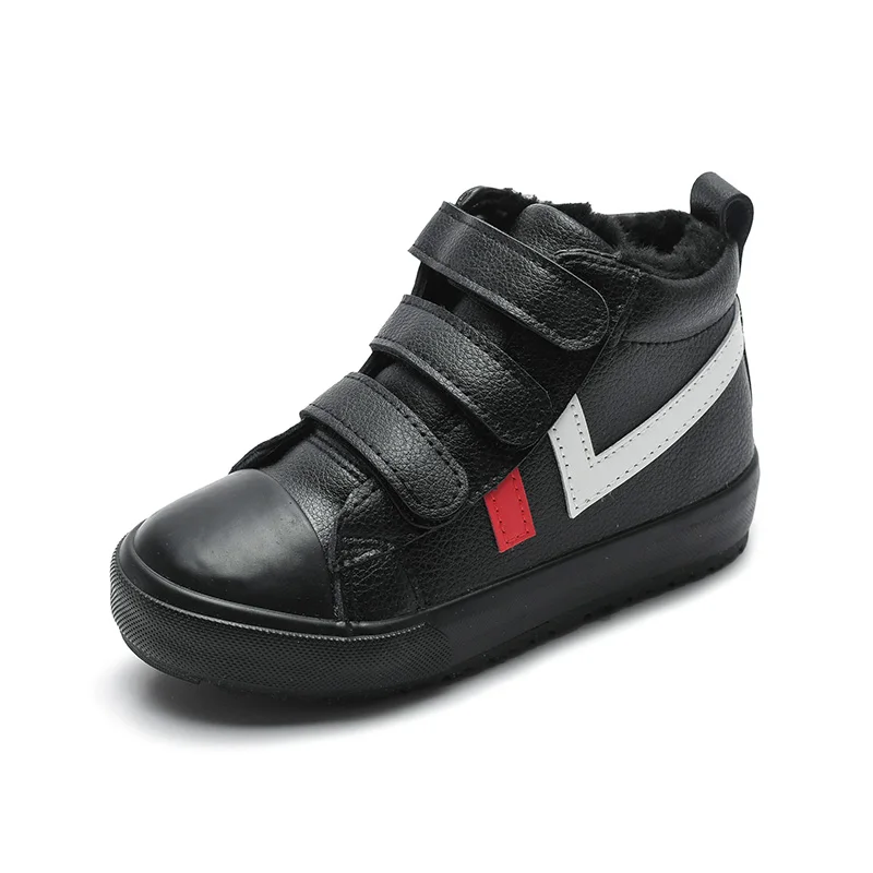Зимние детские ботинки брендовые теплые кожаные кроссовки для мальчиков и девочек модная обувь детская повседневная обувь плюшевая нескользящая спортивная обувь
