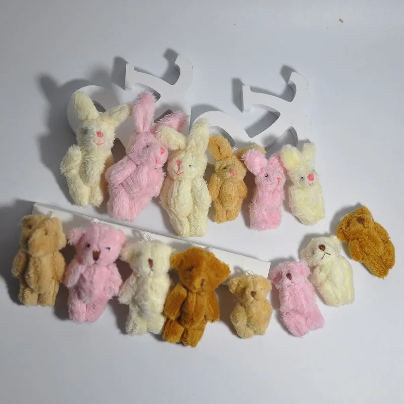 4,5 см 6 см милые длинные Плюшевые Мини-соединение Мишка маленький кролик кулон брелок/Сумка/украшение амигуруми мягкие куклы