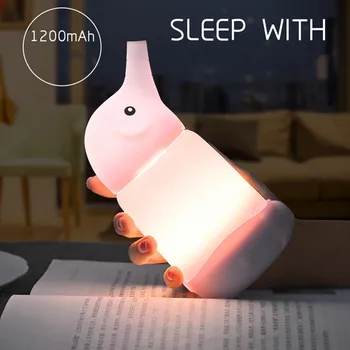 

Silicone Elephant Cartoon Children's Bedroom Bedside Lamp Led Usb Charging Eye ProtectionTable Lamp Night Light Gifts for Kids