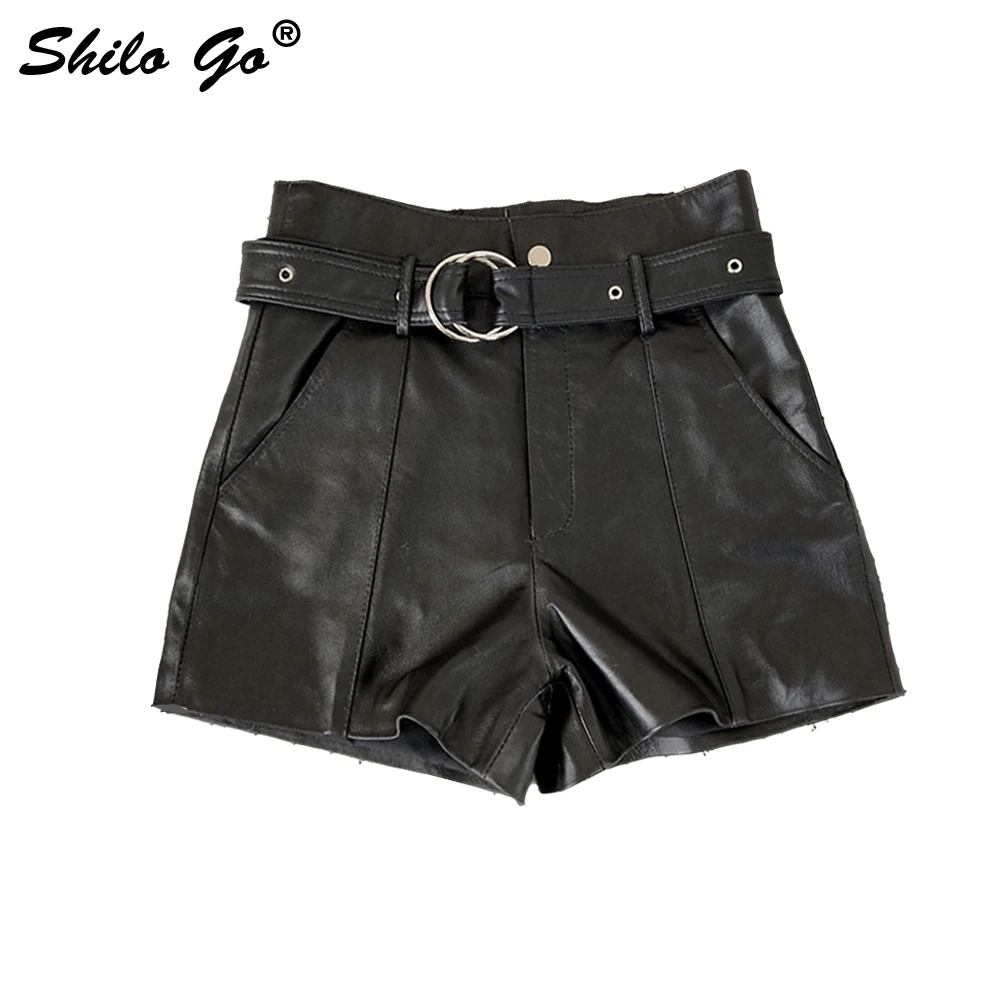 Leather Shorts Womens Summer Fashion sheepskin genuine leather Shorts