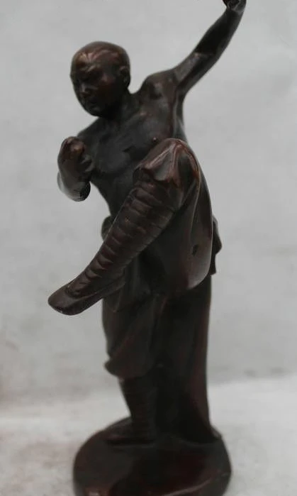 

9"China Chinese Folk Bronze excellent Man exercise drunken fist martial arts Sta