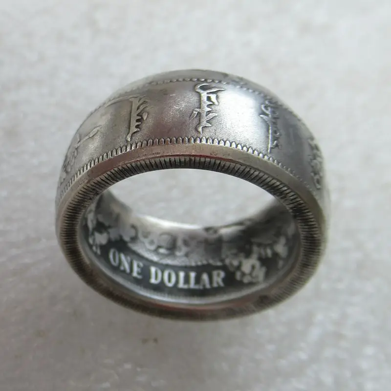 Coin Ring Handcraft Rings Vintage Handmade from Chinese Copy Coins Silver Plated US Size 9-16