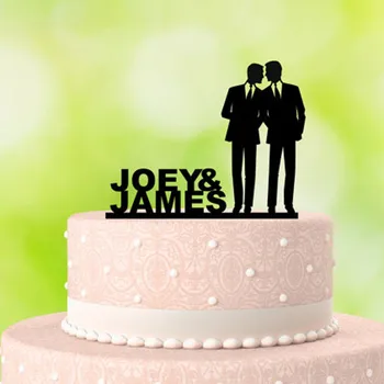 

Free Shipping Black/Gold/Silver Personalized Acrylic Cake Topper Gay Cake Topper Customized Wedding Mr & Mr Cake Topper
