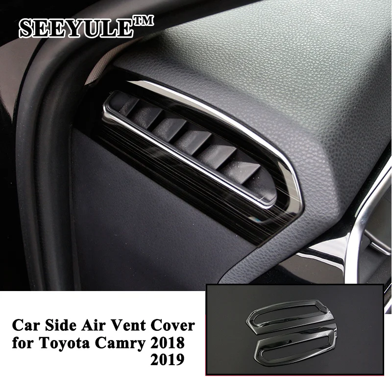 

2pcs/set SEEYULE Styling Car Side Air Vent Outlet Decoration Cover Trim Sticker Accessories for Toyota Camry 2018 2019 2020