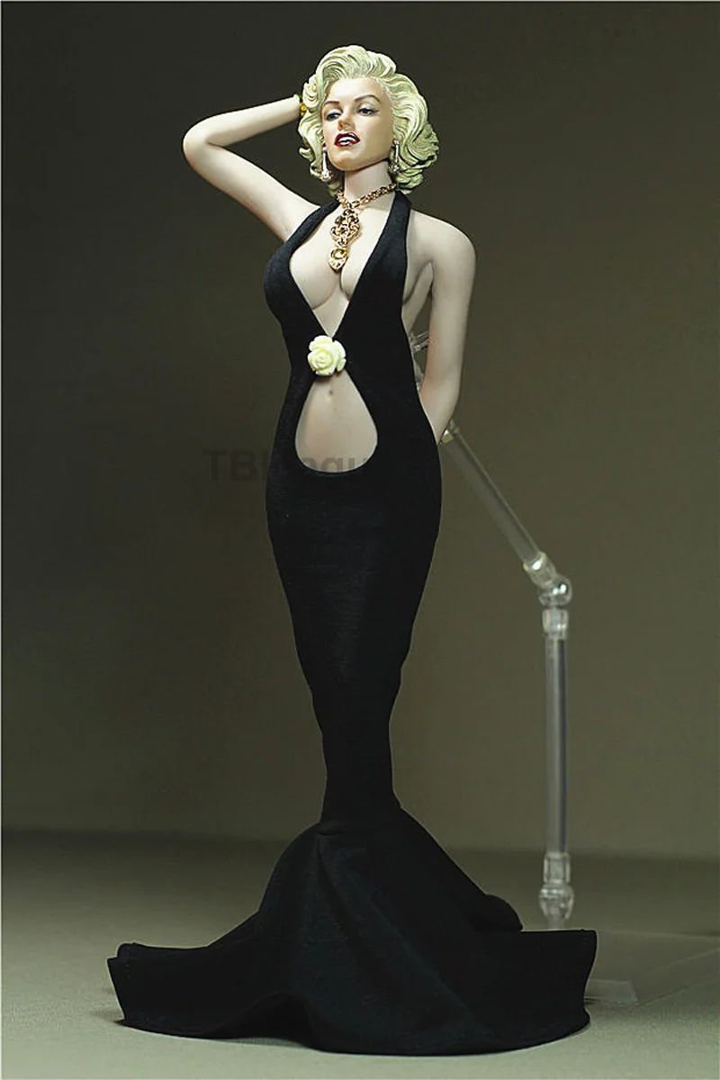 

Custom made 1/6 Scale NEW Rose Black Skirt Clothing for 12inch Phicen JIAOUL Tbleague Body Mode toy Secret Garden