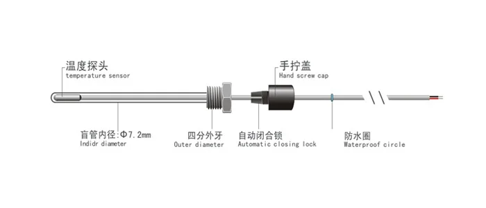 Нержавеющая сталь измерения температуры глухая труба/резервуар для воды водонепроницаемый корпус 4 винта датчик температуры трубы D7mm для датчика