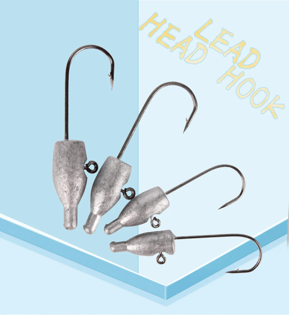 RoseWood 10pcsLot 1.3g 1.8g 2.5g 3.5g Soft Lure Lead Head Hook Durable Jig Head Hook Baits Jighead Fishing Accessories  (1)