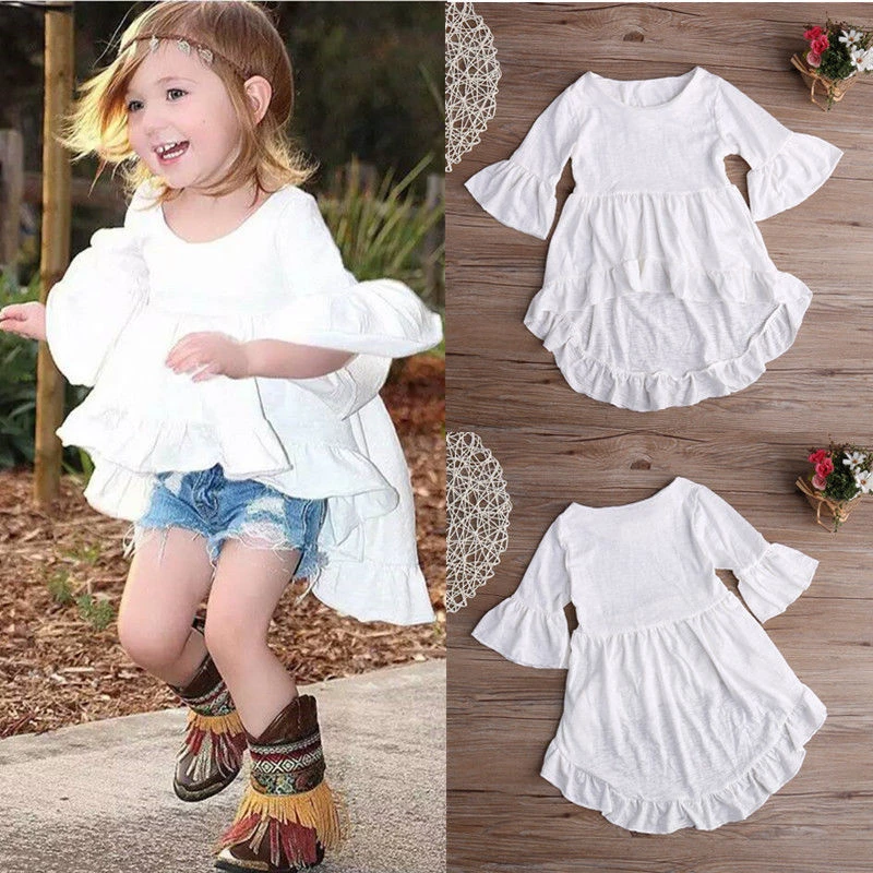 Blanco Ruffled algodón trajes Top vestido blusa 1 Uds niños ropa bonita elegante princesa ropa niñas blouse|blouse kidschildren girl blouses - AliExpress