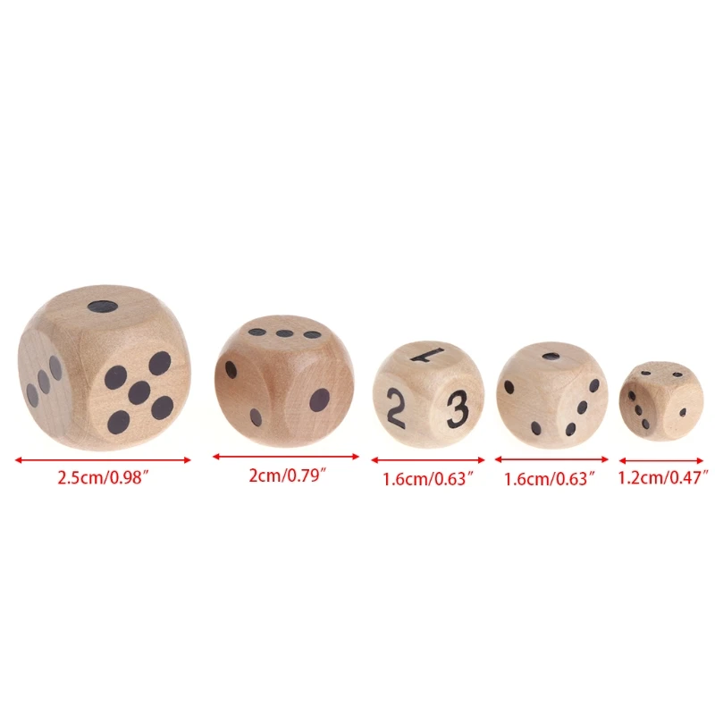 5pcs 6 Sided Wood Dice Mahjong Party Number Or Point Round Coener Kid Toys Game