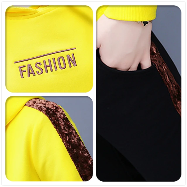 Women Tracksuits 2 Pieces Set Long sleeves Pullover Hoodies Sport Pants Spring Autumn Jogging Running Suits Gym Women Sportswear