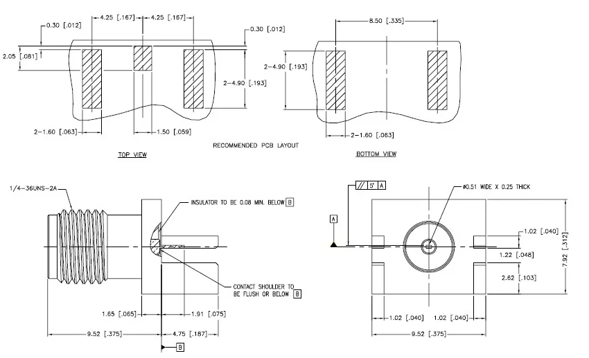 SMA F STR TH PCB BE