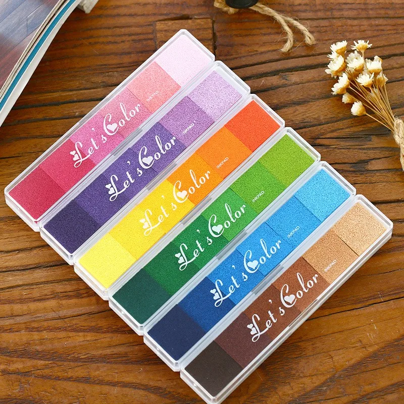 

1 pcs 6 color gradient color stamp inkpad Kids DIY Handmade Scrapbook Photo Album students Stamps inkpad Arts,Craft gift