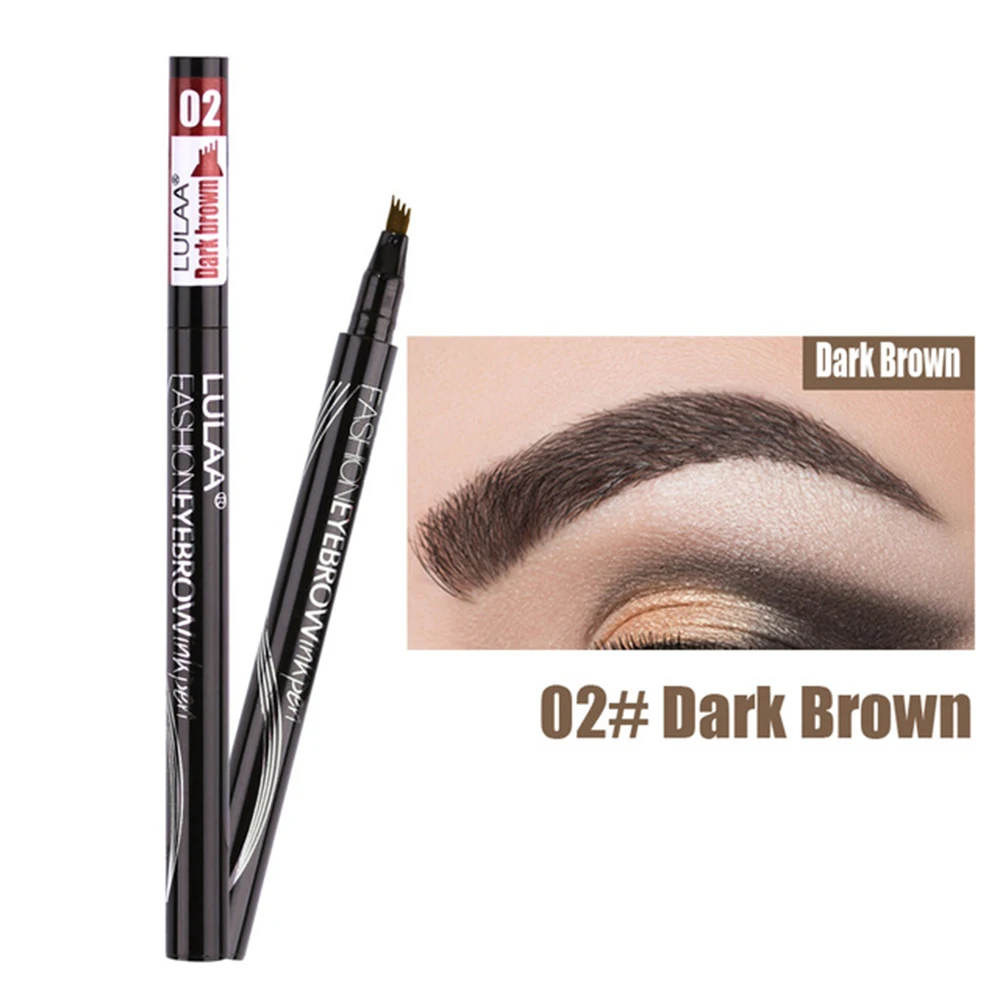 Four Heads Liquid Eyebrow Pen Eye Brow Waterproof Non-fading Four-claw Eyebrow Pencil Tattoo Pen Women Makeup Cosmetics TSLM1 - Цвет: Dark Brown