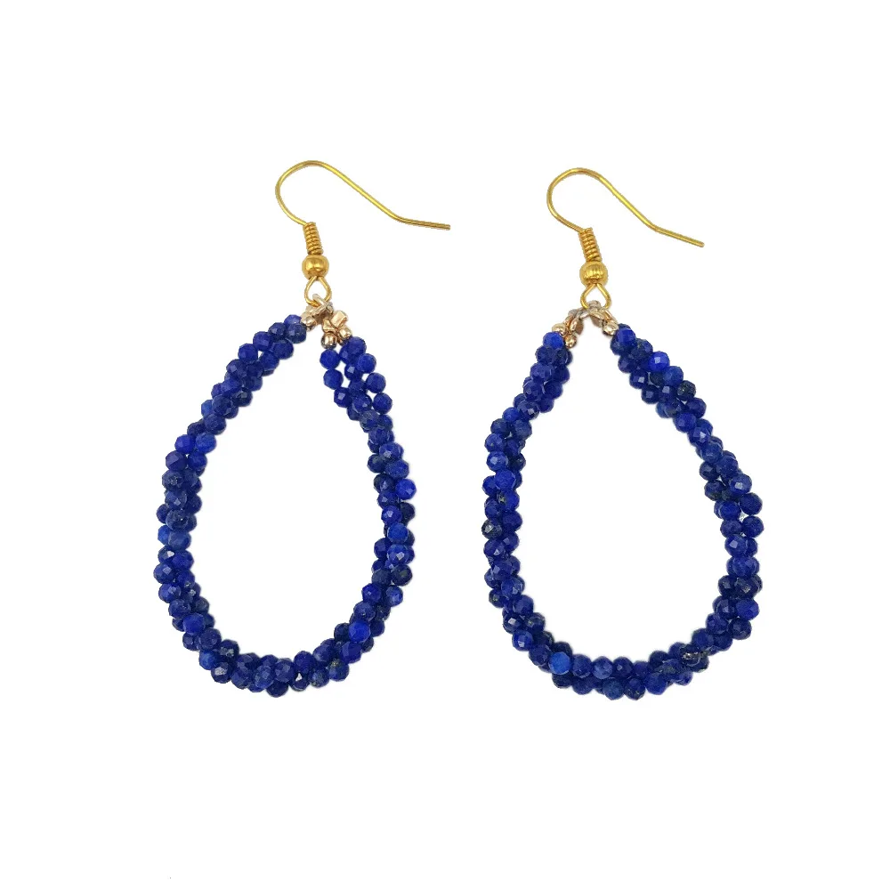 

LiiJi Unique Natural Stone Lapis Lazuli 2mm Faceted Tiny Beads 925 sterling silver Drop Dangle Fashion Earrings