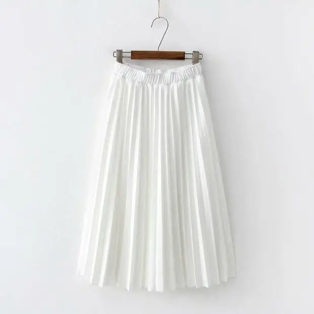 Wixra, новинка, весна-лето, женские элегантные плиссированные юбки, высокая талия, элегантная юбка, базовая юбка до середины икры - Цвет: White