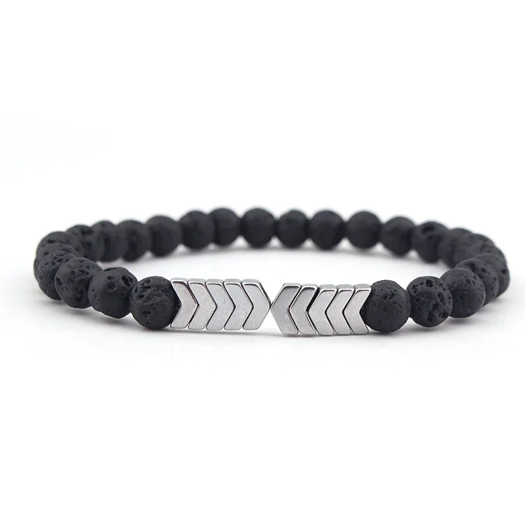 

1pcs Volcanic Lava Stone Essential Oil Diffuser Bracelets Bangle Healing Balance Yoga magnet arrow Beads Bracelet For Men Women