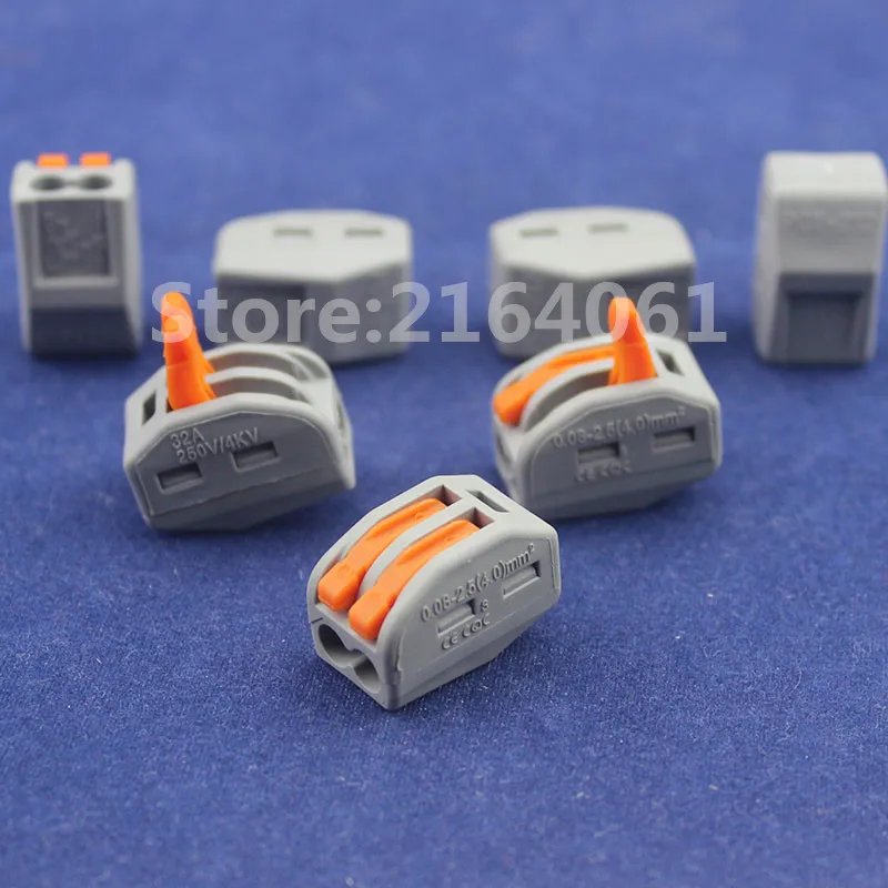 20PCS Terminal Block Lever Lock Clamp 2/3/4/5 Pins 0.08 2.5mm2 PCT 212