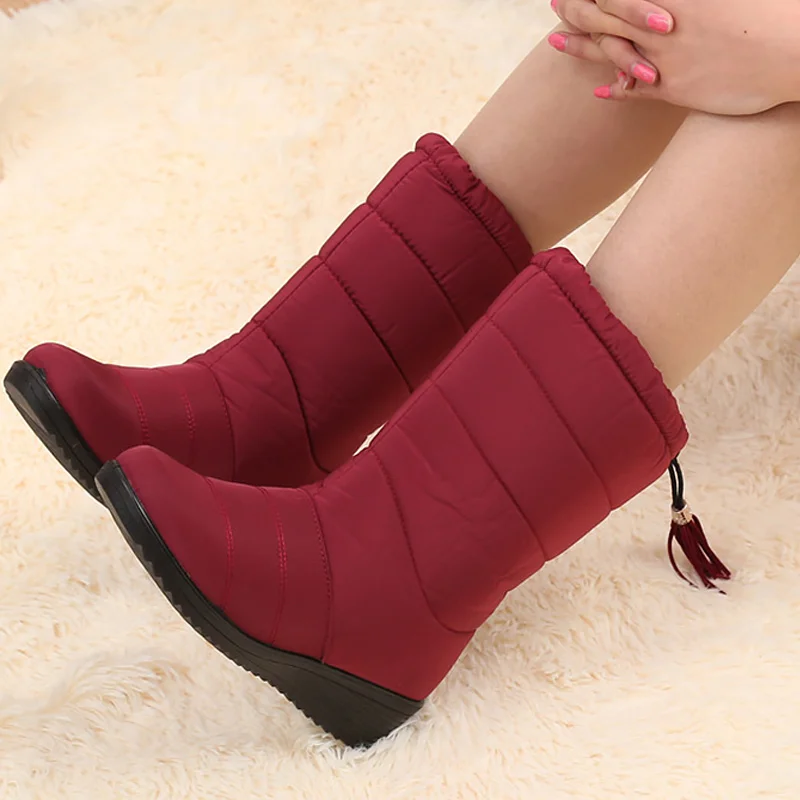 

Winter ankle boots women shoes 2018 new arrival elastic band fringe warm winter snow boots wedges ladies shoes boots women