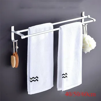 

Double Shelf Wall Mounted Bathroom Towel Rail Rack Holder Hook Stainless Steel