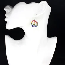 Boucles d'oreilles à motifs géométriques circulaires, arc-en-ciel, dégradé de couleur, pour homosexuels, lesbiennes et homosexuels, bijoux pendentif, cadeaux