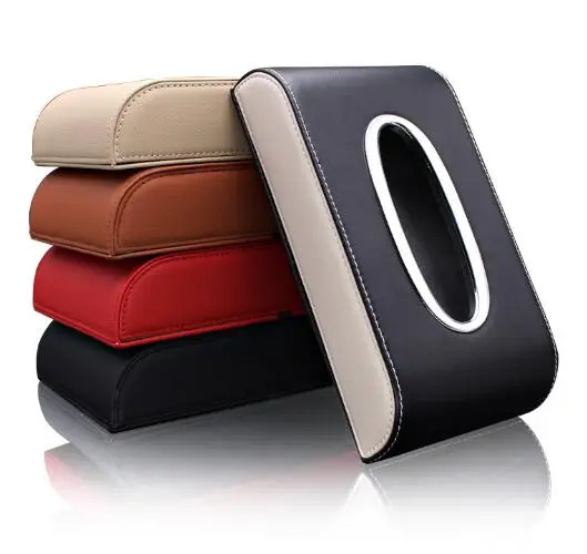 

Universal Leather Car Tissue Box Auto Pumping Cassette Accessories Holder Creative Removable Paper Napkin Box Organizer For Car