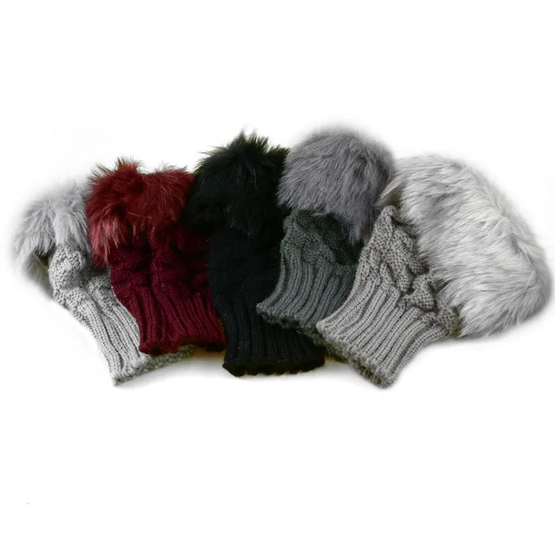 Модные зимние женские перчатки, плюшевые вязаные шерстяные перчатки из искусственного меха, сохраняющие тепло, Короткие перчатки без пальцев для девушек и женщин IK88