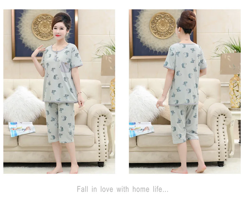 Для женщин женский животных печати повседневные пижамы высокого Качественный 100% хлопок пижама Mujer плюс Размеры M-4XL летняя стильная пижамы