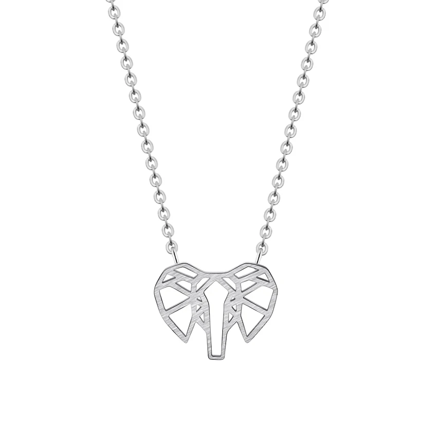 

ACEBFEET Charm Abstract Origami Elephant Pendants Necklaces Stainless Steel Animal Choker Boho Necklace for Femme Jewelry Gifts