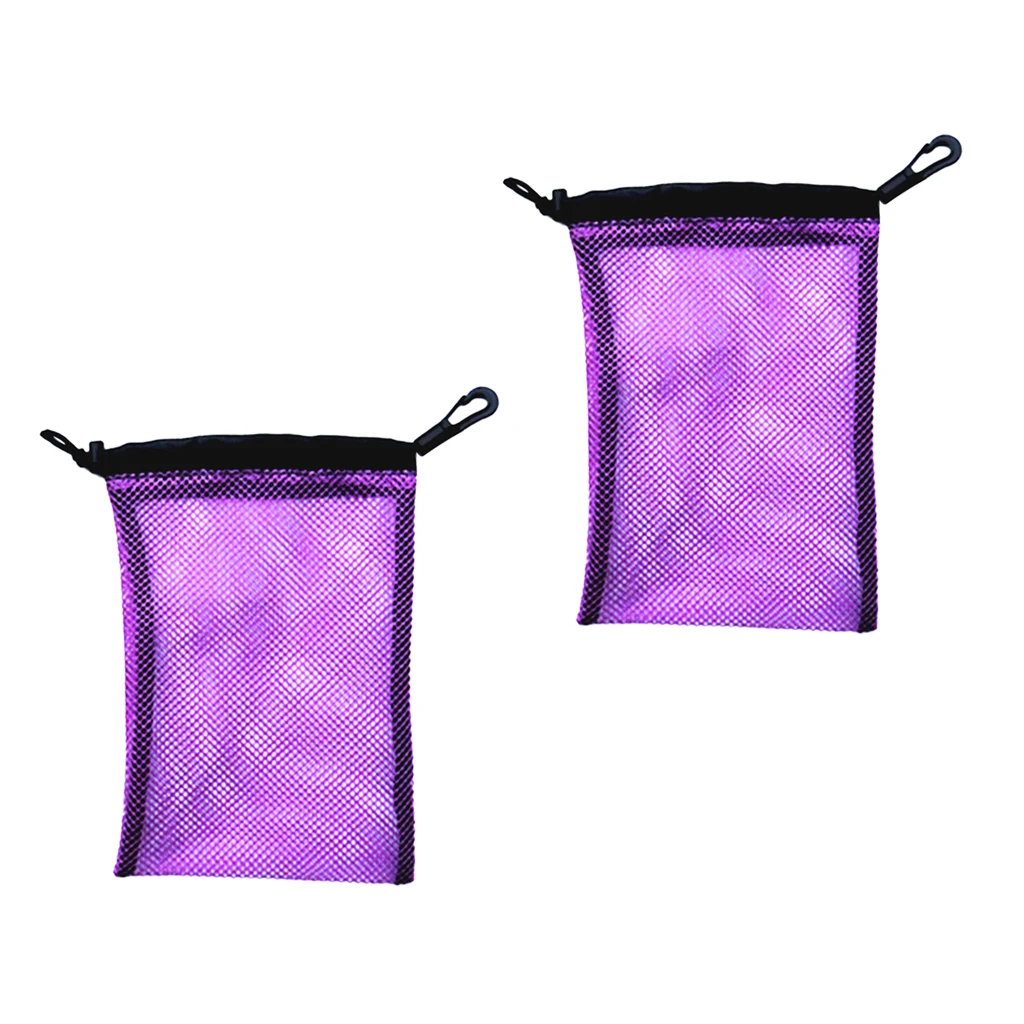 2 Pieces Heavy Duty Small Mesh Storage Bag for Water Sports Scuba Diving Snorkel Swim Mask Gear Equipment Accessories 6.5
