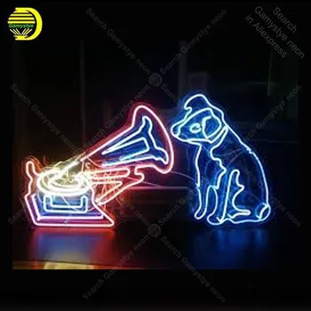 

Neon Sign master's voice Neon Signs Dog and horn Glass Tube Neon Bulb Signboard decorate Restaurant Handcrafted lamps Light up