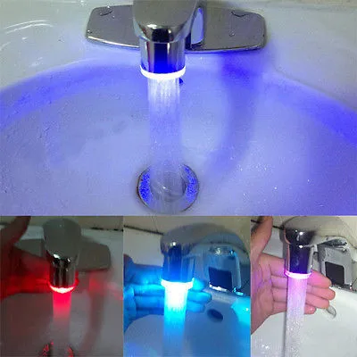 3 Color Sensor RGB Glow Shower LED Light Water Faucet Tap 5