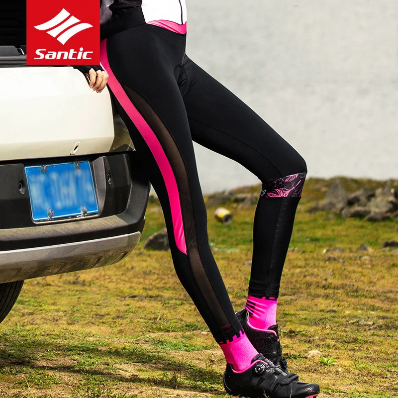 

Santic Women Print Cushion MTB Cycling Pants Pro Fit 4D Padding Breathable MTB Pants Bike Bicycle Quick Dry Reflective Pants