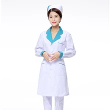 Тонкий с длинным рукавом спецодежда медицинская для женщин платье Лаборатория пальто белое для врачей лето и весн