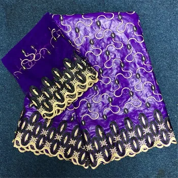

Purple African Bazin Riche Lace Fabric With beads For Sewing Embroidered Bazin Riche Getzner Fabric 5yards + 2yards HJ98-2