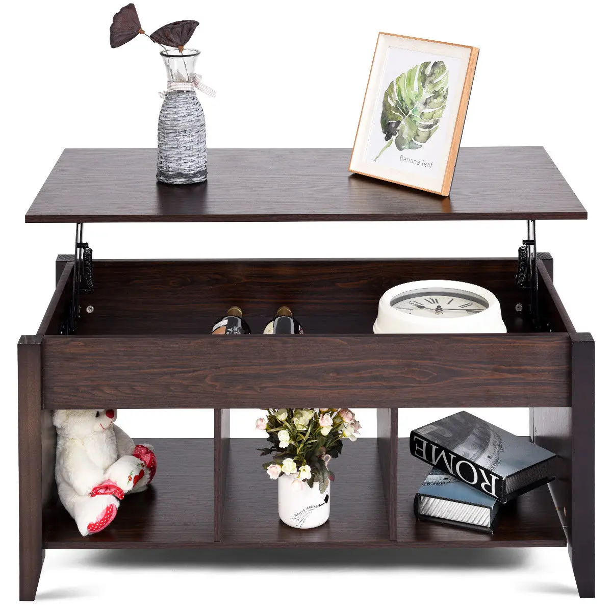 Giantex Lift Top Coffee Table with Hidden Compartment Storage Shelf Modern Wood Living Room Furniture HW56639BK