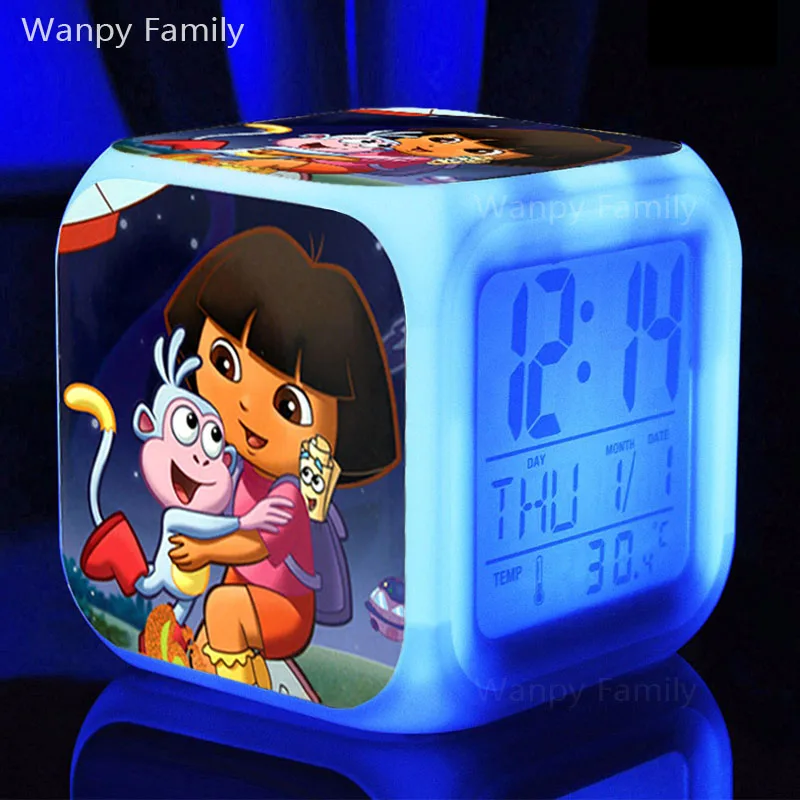 

Very Cute Dora Alarm Clocks,Glowing LED Color Change Digital alarm clocks For kids room Multifunction alarm clock