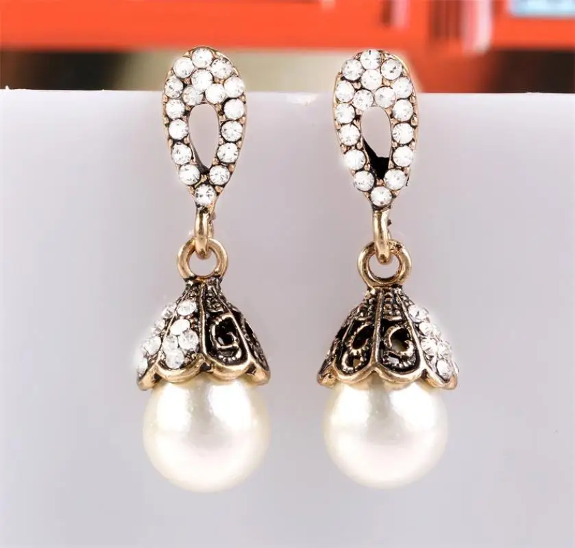 Vintage Jewelry Gray/White Imitation Pearl Earrings Women Wedding Earings
