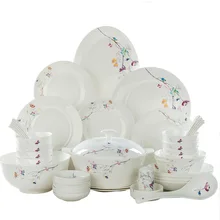 Porselen yemek takimlari набор столовых приборов, столовый сервиз, набор посуды из костяного фарфора, комплект посуды, чаша и тарелка, домашний корейский стиль