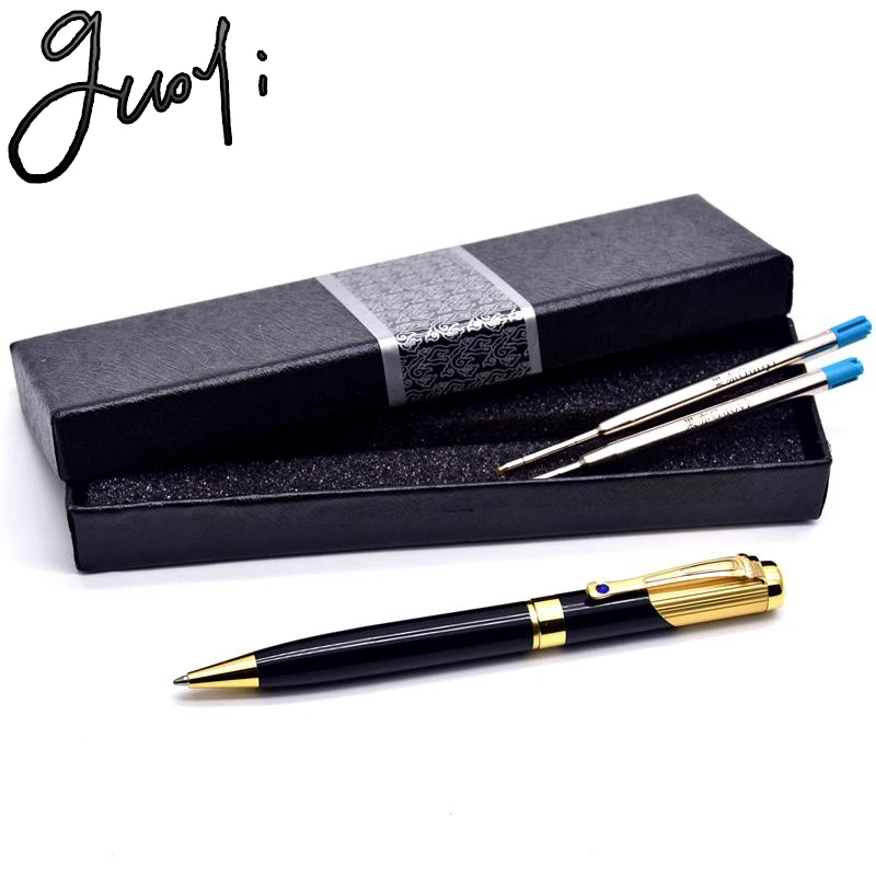 Guoyi D28 two-color gold metal Ballpoint Pen.  High Quality Office School stationery Writing Gift box packaging Metal pen