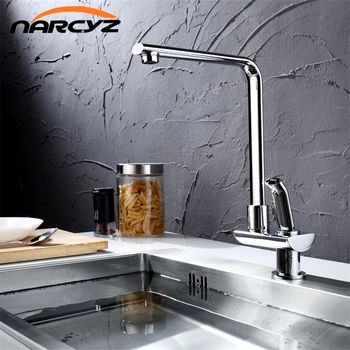 

Narcyz Modern Style Kitchen Faucet Cold and Hot Water Mixer Single Handle Outlet of Right Angle Design 360 Degree RotationXT-106
