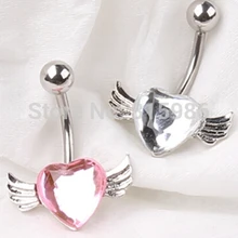 Мода Lover крыло болтаться Вилки и туннели пупка Средства ухода за кожей пирсинг пупка кольцом живот бары Украшения для тела