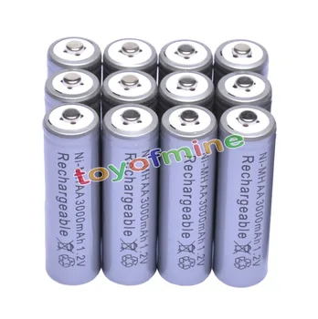 

12x AA 3000mAh 2A 1.2 V Ni-MH Grey Rechargeable Battery Cell for MP3 RC Toys