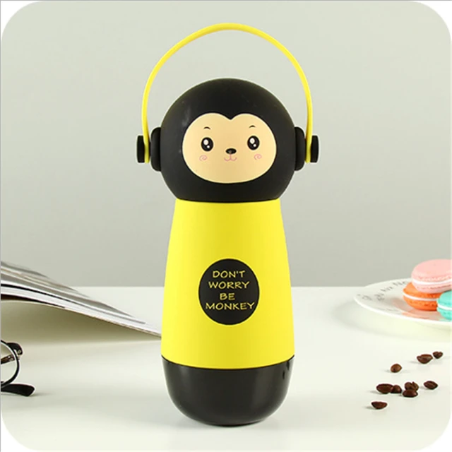 Headphone Monkey Thermos Water Bottle Vacuum Flask For Tea Coffee Milk
